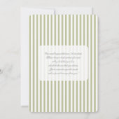 Sage Green Stripe Baby Shower Invitation Einladung (Rückseite)