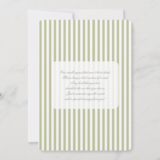 Sage Green Stripe Baby Shower Invitation Einladung (Rückseite)