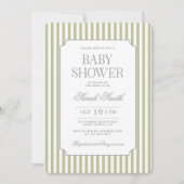 Sage Green Stripe Baby Shower Invitation Einladung (Vorderseite)