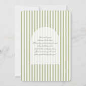 Sage Green Stripe Baby Shower Invitation Einladung (Rückseite)