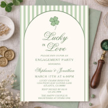 Sage Green Stripe Lucky in Love Engagement Party