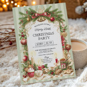 Sage Green Stripe Merry Little Christmas Party  Einladung