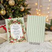 Sage Green Stripe Merry Little Christmas Party Einladung