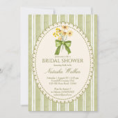 Sage green stripe retro elegant bridal shower einladung (Vorderseite)