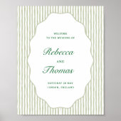 Sage Green Stripe Wedding Welcome Poster (Vorne)