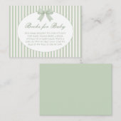 Sage Green Striped Baby Shower Enclosure Card Begleitkarte (Vorne/Hinten)