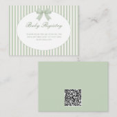 Sage Green Striped Baby Shower Enclosure Card Begleitkarte (Vorne/Hinten)