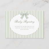 Sage Green Striped Baby Shower Enclosure Card Begleitkarte (Vorderseite)