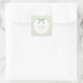 Sage Green Striped Baby Shower  Quadratischer Aufkleber (Tasche)