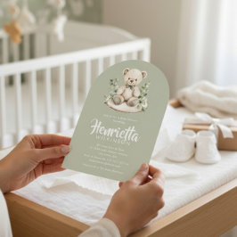 Sage Green Striped Eucalyptus Baby Shower Arch  Einladung