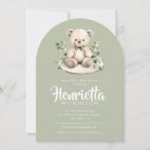 Sage Green Striped Eucalyptus Baby Shower Arch Einladung (Vorderseite)