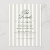 Sage Green Striped Wedding Details Card Begleitkarte (Vorderseite)