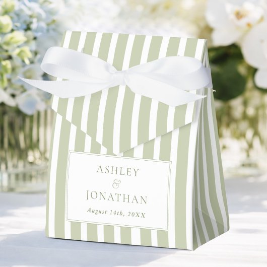 Sage Green Striped Wedding Geschenkschachtel