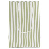 Sage Green Stripes Baby Shower Mittlere Geschenktüte (Rückseite)