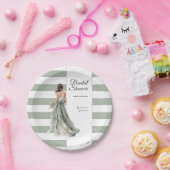 Sage Green Stripes Brautparty Pappteller (Party)