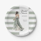 Sage Green Stripes Brautparty Pappteller (Vorderseite)