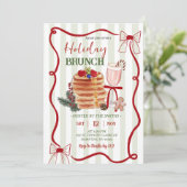 Sage Green Stripes Christmas Holiday Brunch Einladung (Stehend Vorderseite)