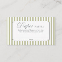Sage Green Stripes Diaper Raffle Card