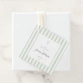Sage Green Stripes Elegante Taufe Geschenkanhänger (Beispiel)