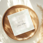 Sage Green Stripes Elegantes Taufpapier Napkin Serviette