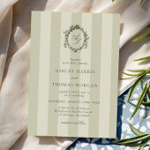 Sage Green Stripes Wedding Einladung