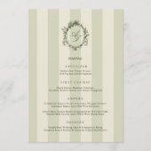 Sage Green Stripes Wedding Menu Menükarte (Vorderseite)