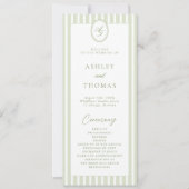 Sage Green Stripes Wedding Program Einladung (Vorderseite)