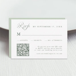 Sage Green Stylish Calligraphy Script Wedding RSVP Karte