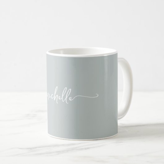 Sage Green stylish Monogram Signature Script Kaffeetasse (VorderseiteRechts)