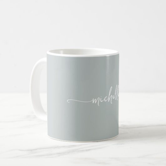 Sage Green stylish Monogram Signature Script Kaffeetasse (Vorderseite Links)