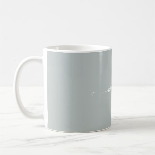 Sage Green stylish Monogram Signature Script Kaffeetasse (Links)