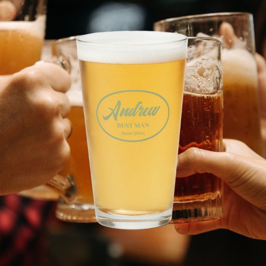 Sage Green stylisierte Name Wedding Trauzeuge Glas