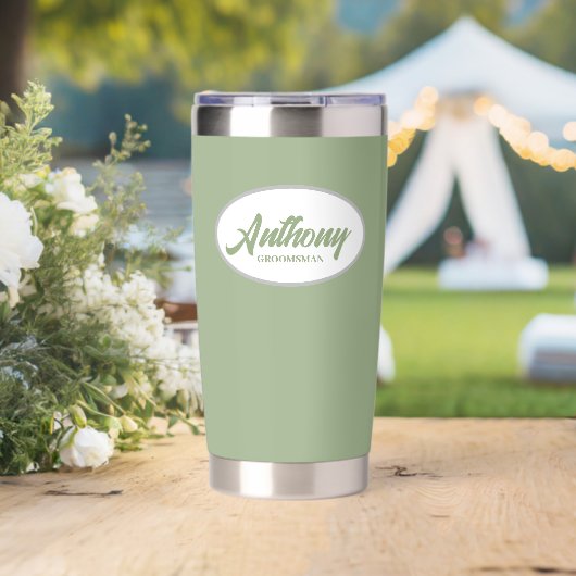 Sage Green Stylized Wedding Trauzeuge Thermobecher (Hochzeit (gedreht))