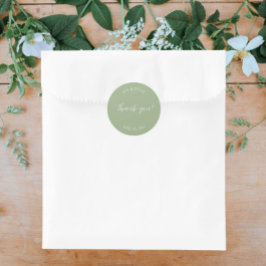 Sage Green Stylized Wedding Vielen Dank Runder Aufkleber