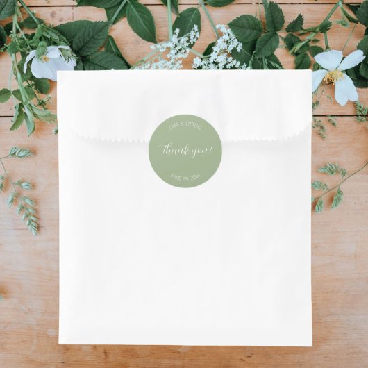 Sage Green Stylized Wedding Vielen Dank Runder Aufkleber