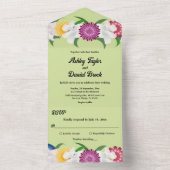 Sage Green | Summer Boho | Elegante Blumenhochzeit All In One Einladung (Innen Boden)