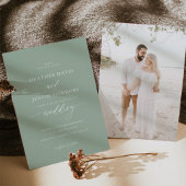 Sage Green Summer Rustic Elegant Foto Wedding Einladung