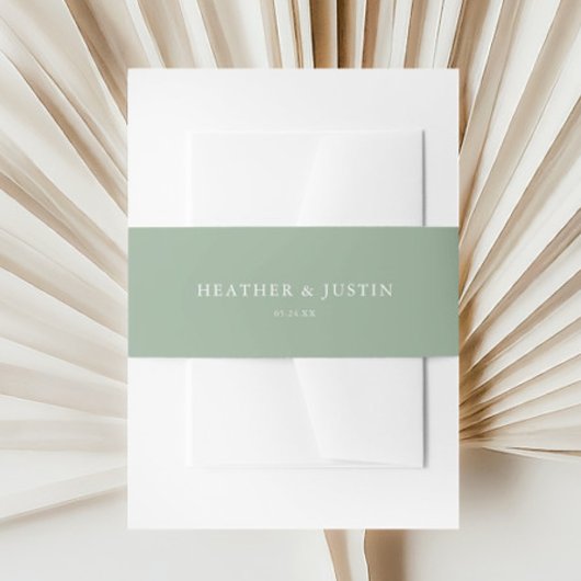 Sage Green Summer Rustic Simple Wedding Einladungsbanderole