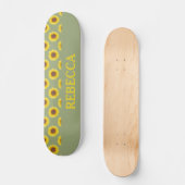 Sage Green Sunflower Skateboard (Vorderseite)