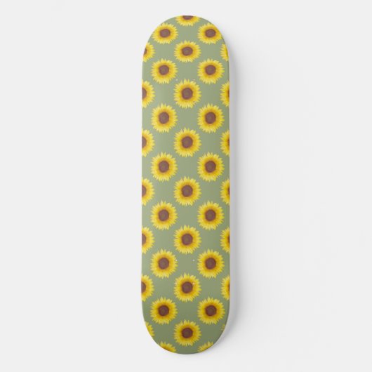 Sage Green Sunflower Skateboard (Vorderseite)