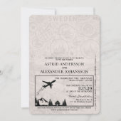 Sage Green Sweden Passport Hochzeitseinladung Einladung (Vorderseite)