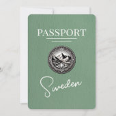 Sage Green Sweden Passport Save the Date (Vorderseite)