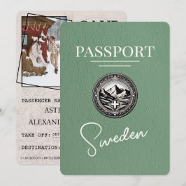 Sage Green Sweden Passport Save the Date