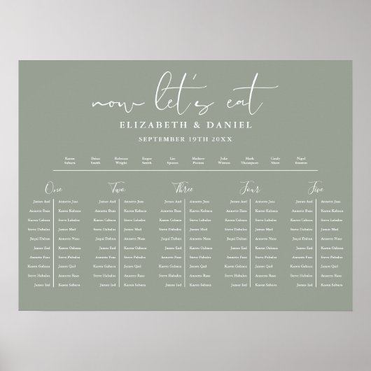 Sage Green Table Plan Wedding Seating Chart Poster (Vorne)