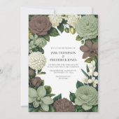 Sage Green, Taupe & Ivory Floral Wedding Einladung (Vorderseite)