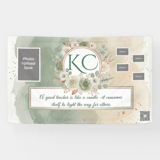 Sage Green Teacher Appreciation Photo Banner (Horizontal)