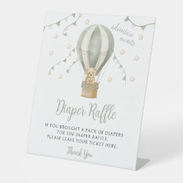 Sage Green Teddy Bären Balloon Baby Diaper Raffle Sockelschild
