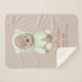 Sage Green Teddy Bear Baby Birth Stats Sherpadecke (Vorderseite (Horizontal))