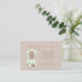 Sage Green Teddy Bear Babydusche Anfrage Begleitkarte (Stehend Vorderseite)