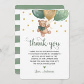 Sage Green Teddy Bear Beary Much Baby Dusche Dankeskarte (Vorne/Hinten)